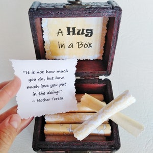 A Hug in a Box Caregiver Gift uplifting quotes in a wood box support gift caretaker gift husband cancer wife cancer image 3