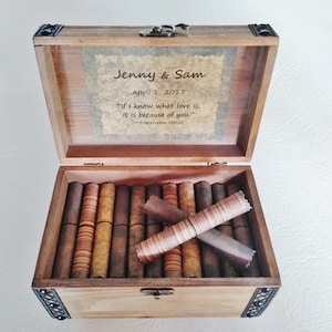 Anniversary Scroll Box - love quotes in a cedar wood chest, anniversary gift for him, husband anniversary gift, wood anniversary gift