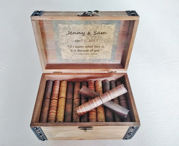 Anniversary Scroll Box - love quotes in a cedar wood chest, anniversary gift for him, husband anniversary gift, wood anniversary gift