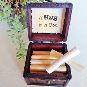 A Hug in a Box Caregiver Gift uplifting quotes in a wood box support gift caretaker gift husband cancer wife cancer image 2