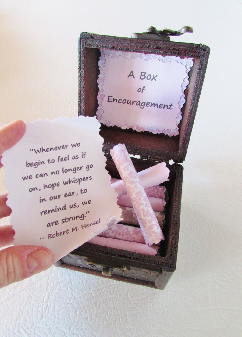 A Box of Encouragement Get Well Gift Cancer Gift Encouraging Quotes in a Wood Box image 10