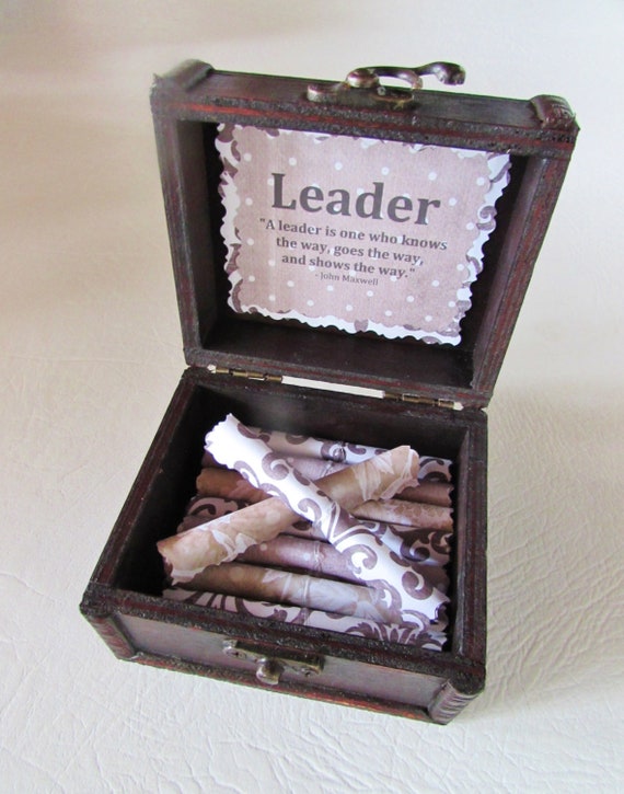 Leadership Scroll Box - Motivational Leadership Quotes in a Wood Desk Box