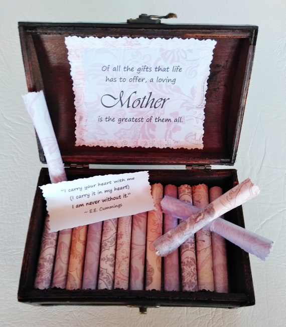 Mom Scroll Box - the best quotes about moms in a wood jewelry box - mom gift idea, mom birthday gift, mom christmas gift, best mom ever