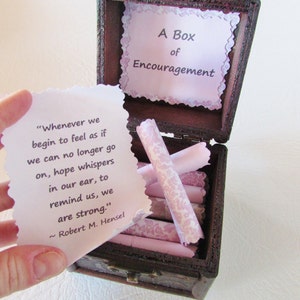 A Box of Encouragement Encouraging quotes in a wood box get well gift, cancer gift, care package, thinking of you, just because gift image 6