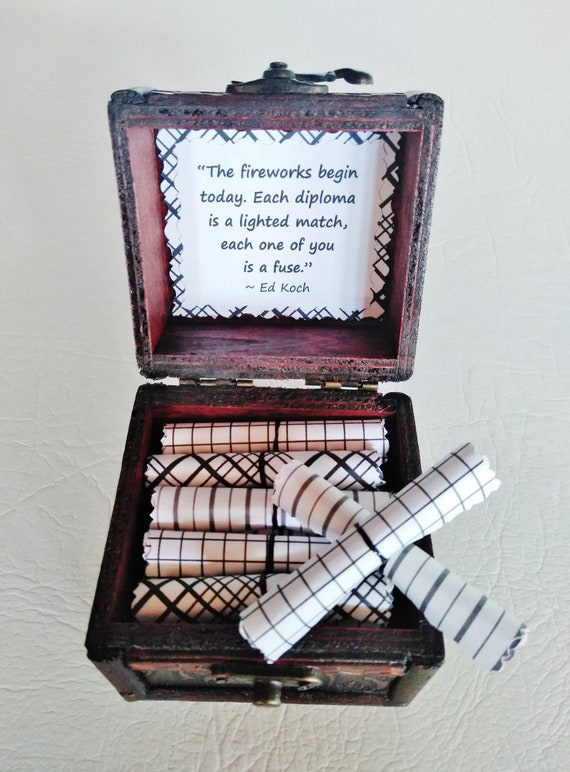 Graduation Scroll Box - 22 inspirational quotes in a keepsake wood box