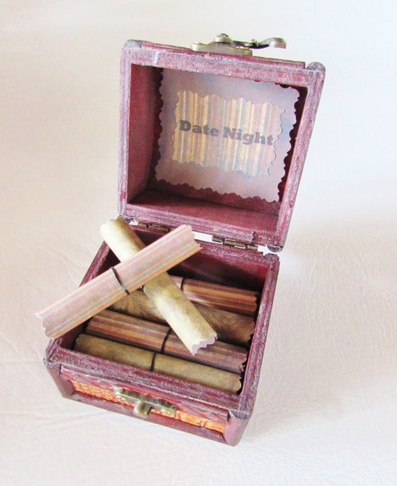 Date Night Scroll Box - 12 Fun Date Night Ideas in a wood box - Boyfriend Gift - Husband Gift - Gift for Him - Birthday Gift, Anniversary