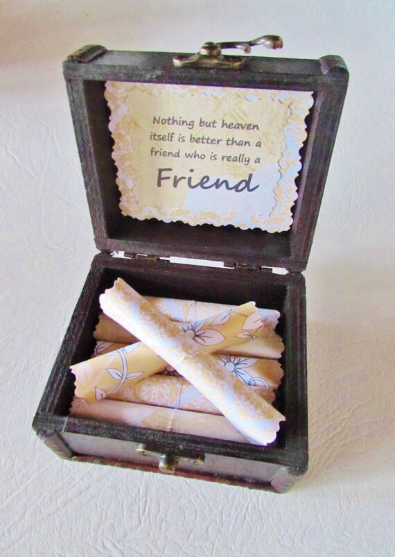 Friend Scroll Box - Sweet friendship quotes in a cute wood box - Friend Gift Idea - Friend Birthday Gift - Friend Christmas - Friend Goobye