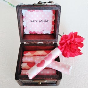 Date Night Box romantic date night ideas in a wood jewelry box, wife gift idea, gift idea for her, girlfriend gift idea, christmas image 9