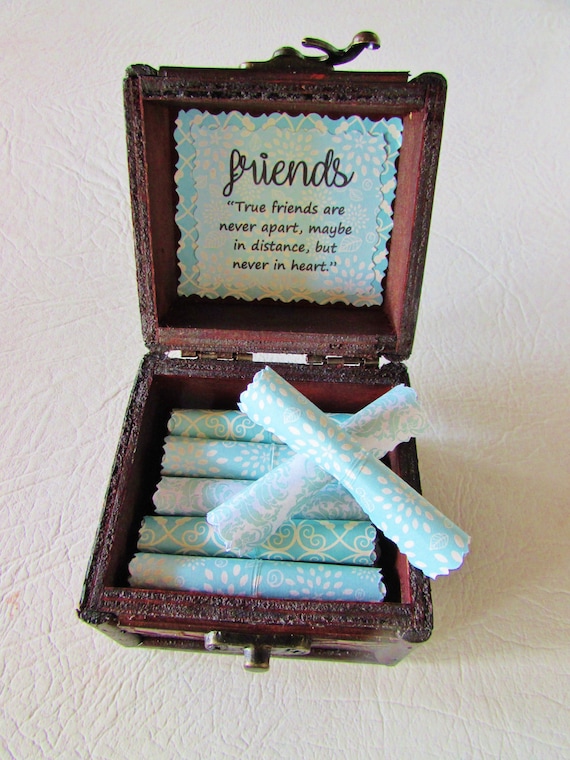 Friend Scroll Box - friendship & goodbye quotes in a wood box - Friend Goodbye Gift - Friend Long Distance Gift - Friend Moving Gift