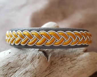Sami bracelet, Pewter bracelet, Leather Bracelet, Swedish bracelet, Braided Leather Bracelet