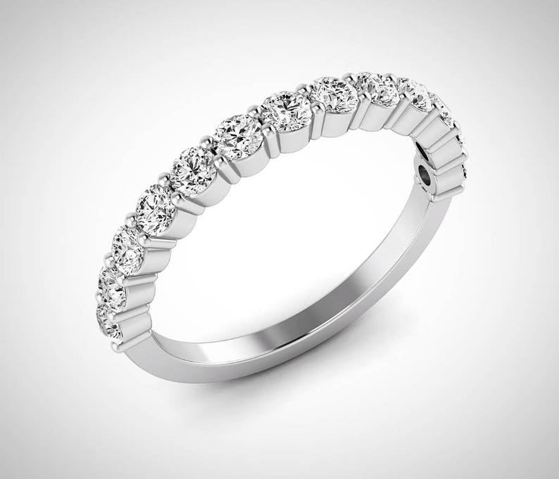 Halo Engagement Ring Set, Round Halo Wedding Set, Moissanite Rings, Diamond Halo Ring, White Gold Rings, Forever One Moissanite Rings image 5