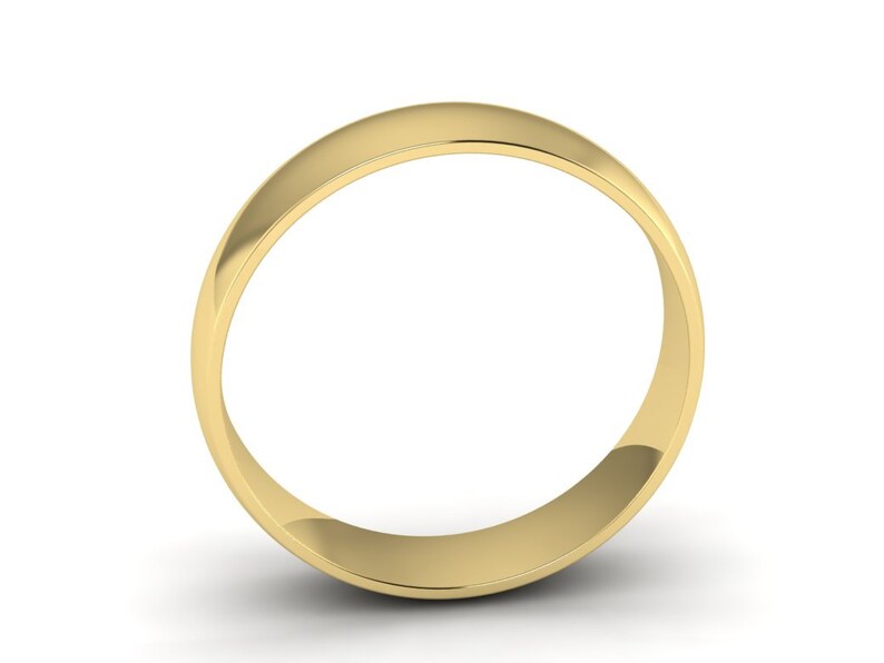 14K Yellow Gold Classic Wedding Band Comfort Fit Half Rounded Brushed Finish Hand Made Wedding Ring Polished Finish- 4.00mm Wide
