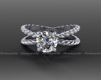 Solitaire Moissanite Engagement Ring, Forever One Moissanite, 14K White Gold RE00087WFO