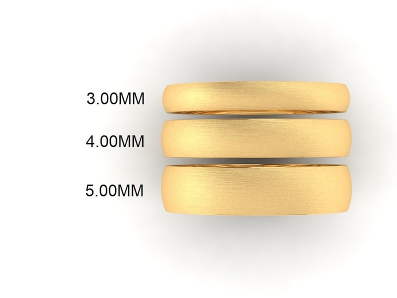 14K Yellow Gold Classic Wedding Band Comfort Fit Half Rounded Brushed Finish Hand Made Wedding Ring Polished Finish- 4.00mm Wide