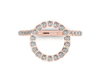 Lab Grown Diamond Halo Ring Guard: 14K Rose Gold Solitaire Enhancer
