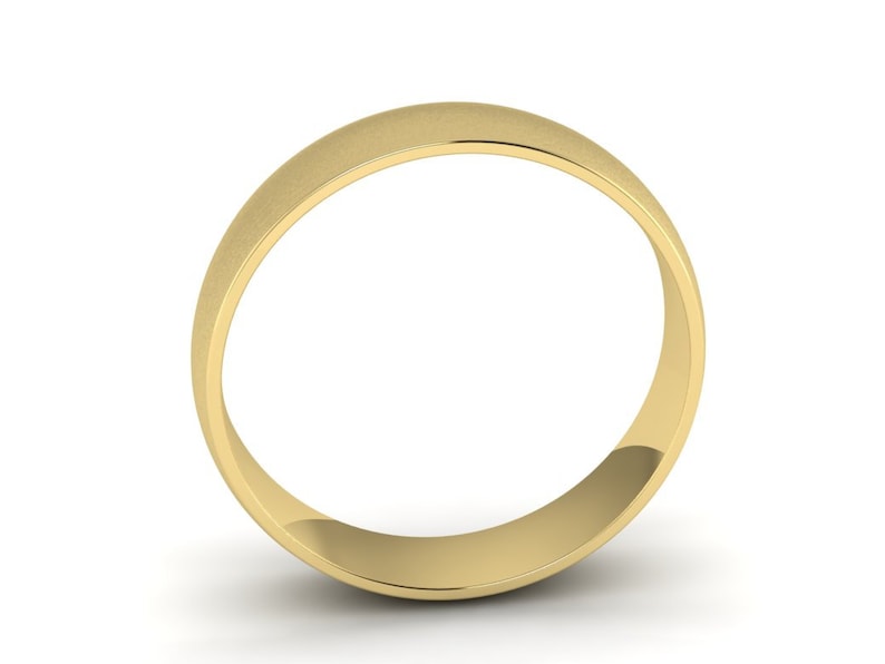 14K Yellow Gold Classic Wedding Band Comfort Fit Half Rounded Brushed Finish Hand Made Wedding Ring Polished Finish- 4.00mm Wide