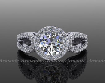 Halo Filigree Lab Grown Diamond Ring in 14K White Gold
