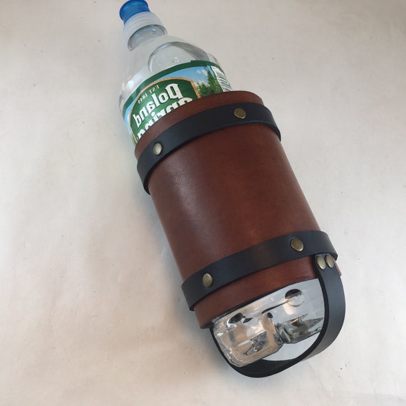 Leather water bottle holder with belt clip hiking accessory Etsy