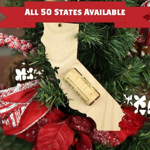 ALL STATES AVAILABLE! State Wine Cork Trap Christmas Tree Ornament, Wine Cork Display Christmas Ornament, Christmas Party Hostess Gift