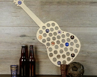 Beer Bottle Cap Holder, Classic Guitar Silhouette, Bottle Cap Display Art, Groomsman Gift