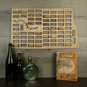 North Dakota Wine Cork Map, Wine Cork Display,Wine Cork Collector,Wine Cork Art,Wine Cork Home Decor,Wine Lover&#39;s Gift,Cork Collection Art