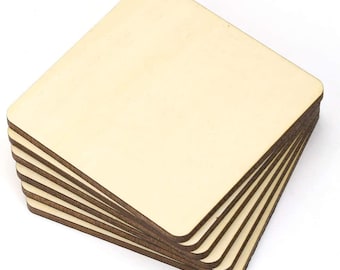 120 Pieces Unfinished Square Blank Wood Pieces 4" x 4" for Coasters Painting Writing, Kids Arts and Crafts, STEAM, Scrabble Tiles