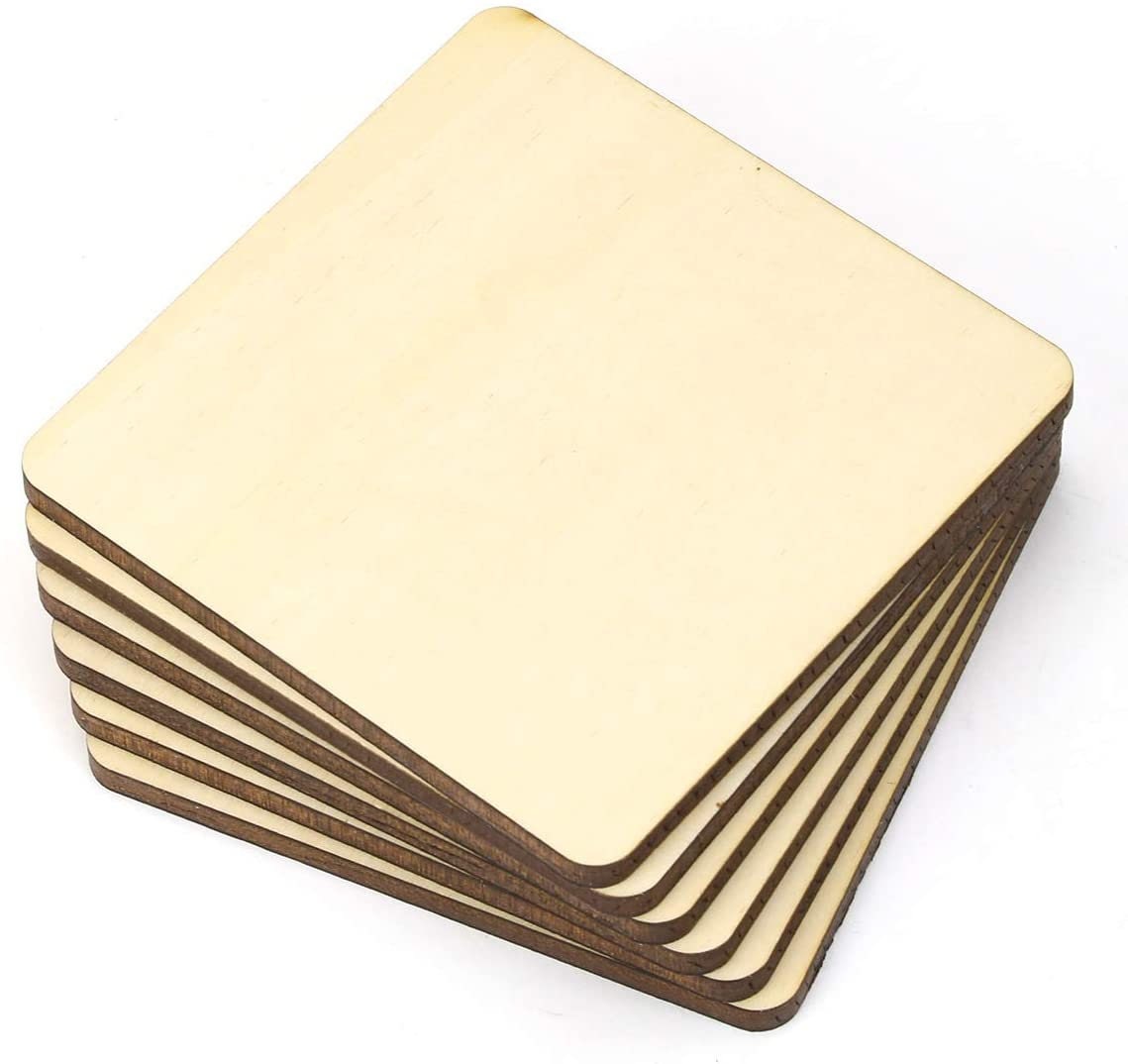 15 Pack Unfinished 4x4 Wood Squares for Crafts, Blank Wooden Tiles for  Burning, Engraving, DIY Coasters