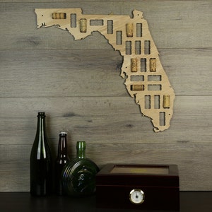 Florida Wine Cork Map, Wine Cork Display, Wine Cork Collector,Wine Cork Art,Wine Cork Home Decor, Wine Lover's Gift, Cork Collection Art