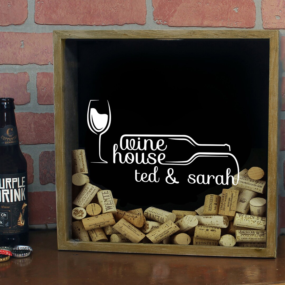 Personalized Wine Cork Shadow Box, Wine Cork Box, Wine Cork Storage ...