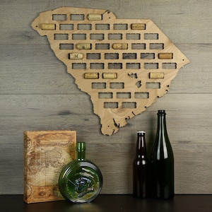 South Carolina Wine Cork Map, Wine Cork Display,Wine Cork Collector,Wine Cork Art,Wine Cork Home Decor,Wine Lover&#39;s Gift,Cork Collection Art