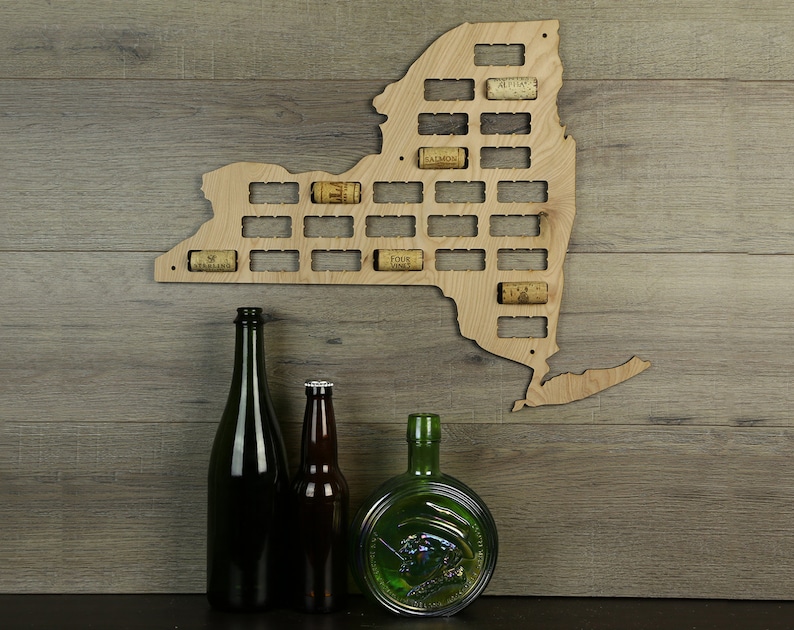 New York Wine Cork Map Wine Cork Displaywine Cork Etsy