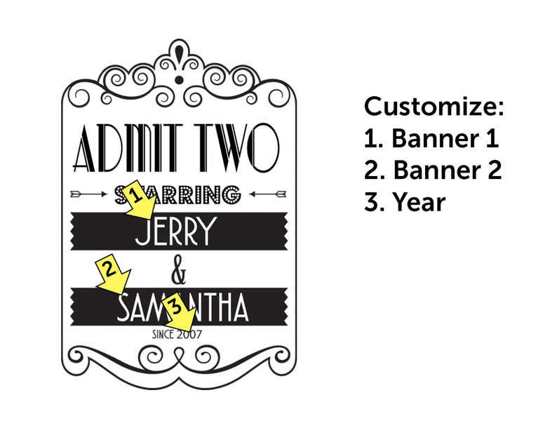 Personalized Ticket Shadow Box, Personalized Ticket Collection Box, Custom Ticket Box, Admit Two Design, Memento Box, Memories, Wedding Box image 7