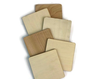  40 Pcs Unfinished Square Wood Coasters Wooden Coasters