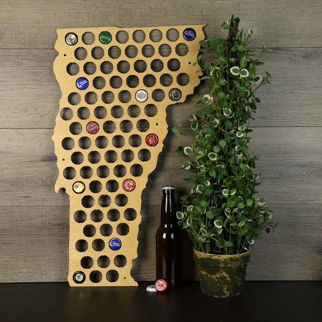 Vermont Beer Cap Map, Beer Cap Holder, Beer Cap State Map, Cap Map