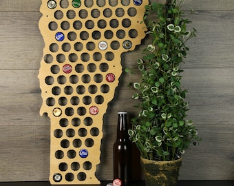 Mapa de tapas de cerveza de Vermont, soporte para tapas de cerveza, mapa estatal de tapas de cerveza, mapa de tapas, mapa de tapas de cerveza, soportes para tapas de cerveza, mapa estatal de cerveza artesanal, amantes de la cerveza