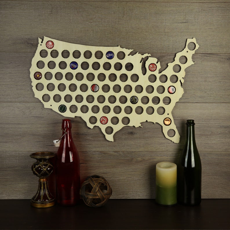 The Original Beer Cap Map of USA Display Beer Caps Craft Beer Cap Collector Bottle Cap Holder Guys Christmas Gift image 3