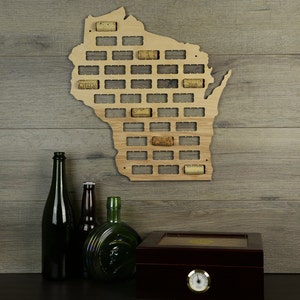 Wisconsin Wine Cork Map, Wine Cork Display,Wine Cork Collector,Wine Cork Art,Wine Cork Home Decor,Wine Lover's Gift,Cork Collection Art