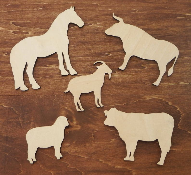 Set of 17 Wood Farm Animal Cut Outs Farm Animals Craft Etsy