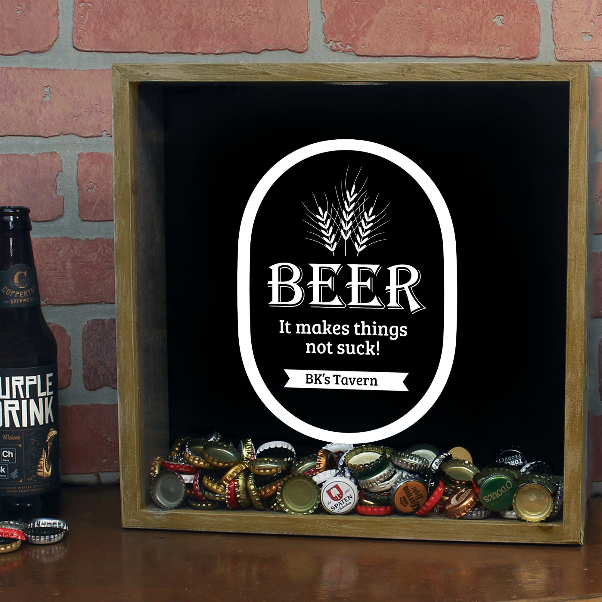 Personalized Beer Cap Shadow Box, Beer Makes Things Not Suck Beer Cap ...