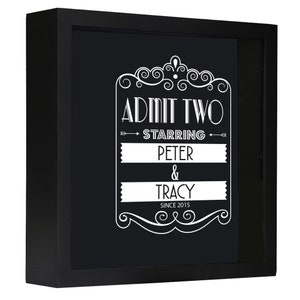 Personalized Ticket Shadow Box, Personalized Ticket Collection Box, Custom Ticket Box, Admit Two Design, Memento Box, Memories, Wedding Box image 4