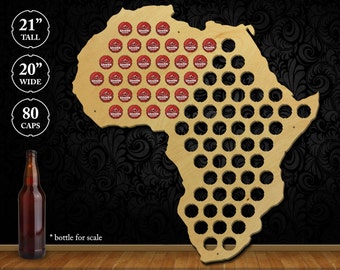 Africa Beer Cap Collector Map, Craft Beer Cap Display Art, Craft Beer Lover Gift, Groomsman Gift