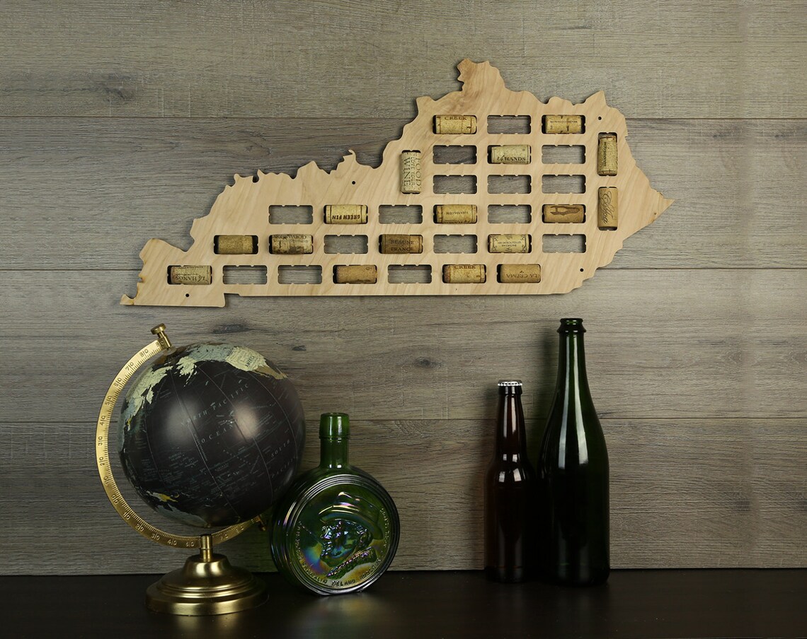Kentucky Wine Cork Map Wine Cork Display Wine Cork Etsy