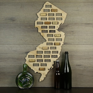 New Jersey Wine Cork Map, Wine Cork Display,Wine Cork Collector,Wine Cork Art,Wine Cork Home Decor,Wine Lover&#39;s Gift,Cork Collection Art