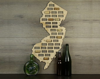 New Jersey Wine Cork Map, Wine Cork Display,Wine Cork Collector,Wine Cork Art,Wine Cork Home Decor,Wine Lover's Gift,Cork Collection Art