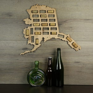 Alaska Wine Cork Map, Wine Cork Display, Wine Cork Collector, Wine Cork Art, Wine Cork Home Decor, Wine Lover's Gift, Cork Collection Art