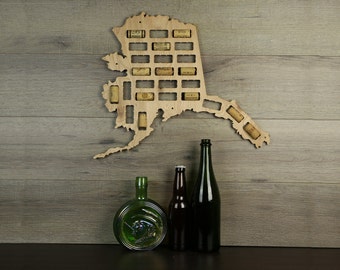 Alaska Wine Cork Map, Wine Cork Display, Wine Cork Collector, Wine Cork Art, Wine Cork Home Decor, Wine Lover's Gift, Cork Collection Art