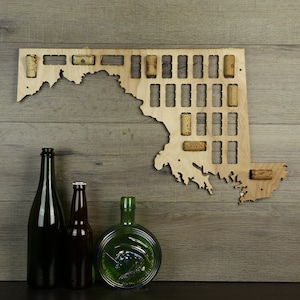 Maryland Wine Cork Map, Wine Cork Display, Wine Cork Collector,Wine Cork Art,Wine Cork Home Decor, Wine Lover's Gift, Cork Collection Art
