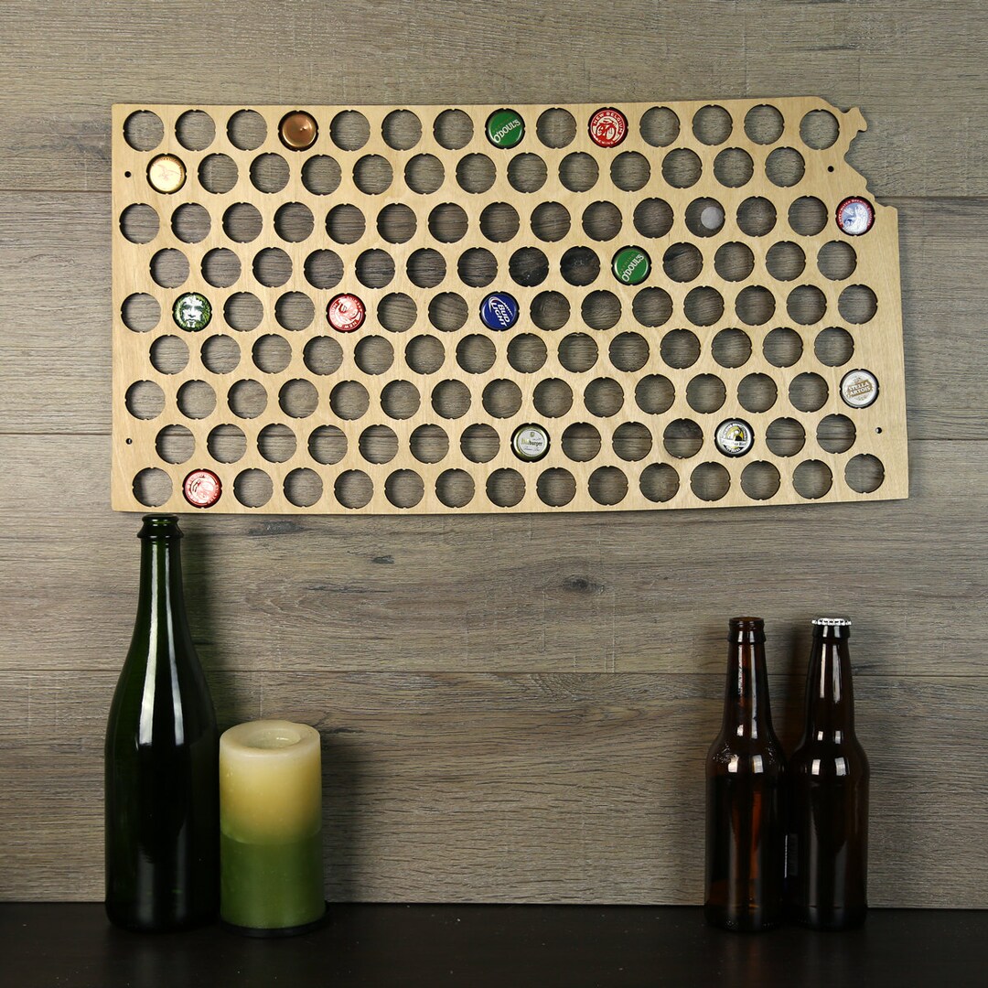 Kansas Beer Cap Map, Beer Cap Holder, Beer Cap State Map, Cap Map, Beer