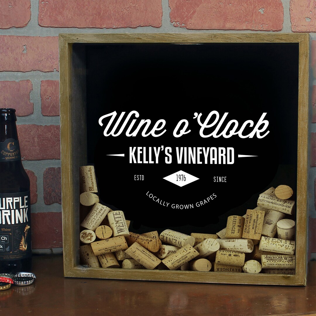 Personalized Wine Cork Shadow Box, Wine Cork Box, Wine Cork Storage ...
