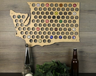 Washington Beer Cap Map, Beer Cap Holder, Beer Cap State Map, Cap Map, Beer Cap Map, Beer Cap Holders, Craft Beer State Map, Beer Lovers